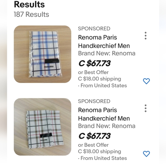 Renoma Paris 2pcs Handkerchief Cotton Brandnew - Picture 5 of 5
